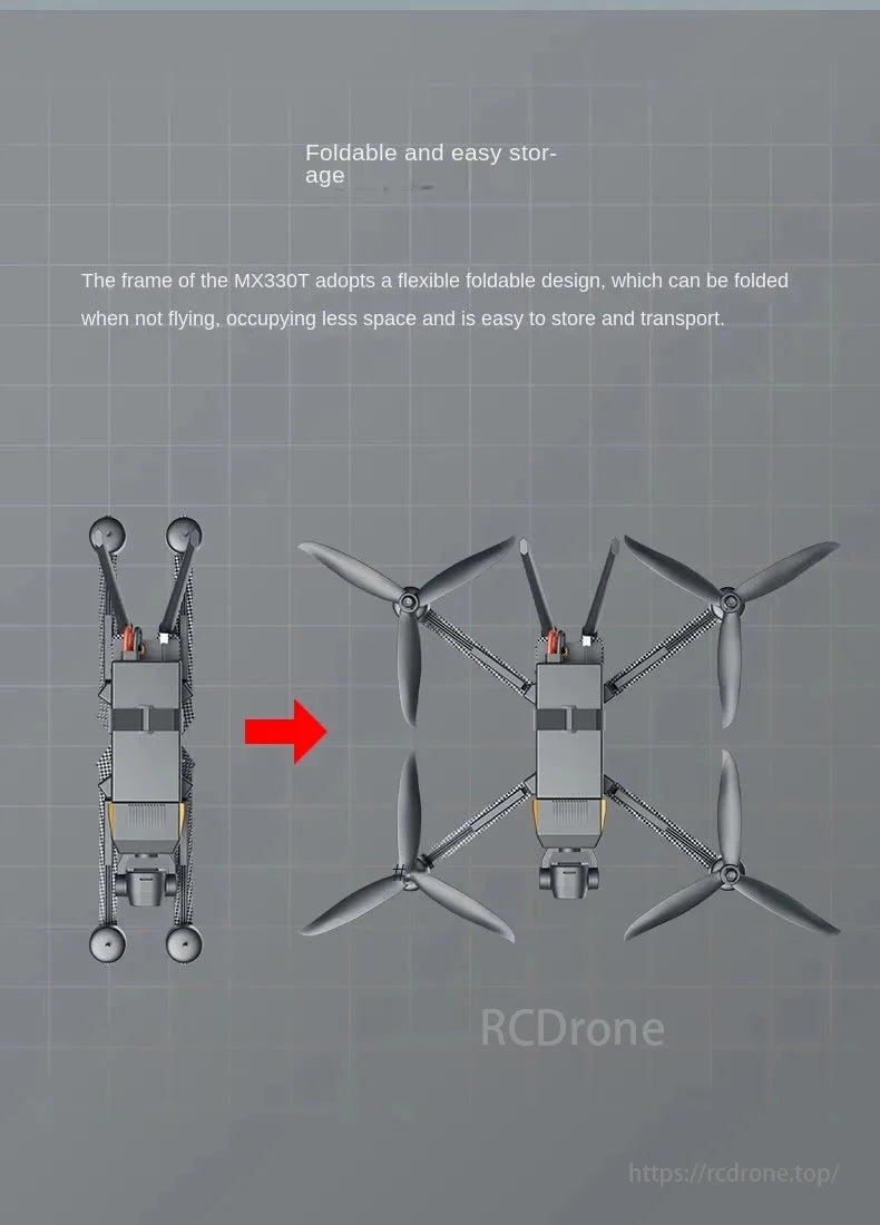 Skydroid MX330 / MX330T AI FPV Drone, MX330T drone has a foldable design for convenient storage and transport, minimizing space usage when inactive.
