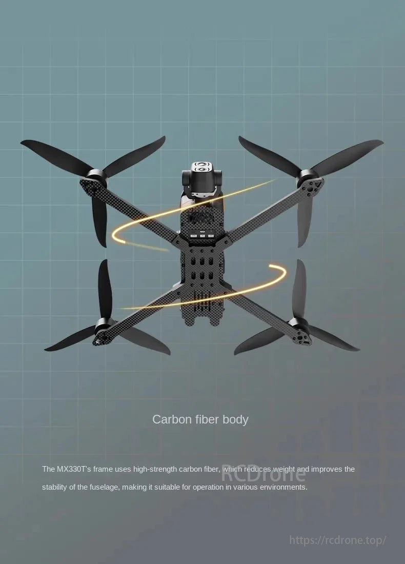 Skydroid MX330 / MX330T AI FPV Drone, MX330T's high-strength carbon fiber frame reduces weight, enhances stability, and enables versatile use.