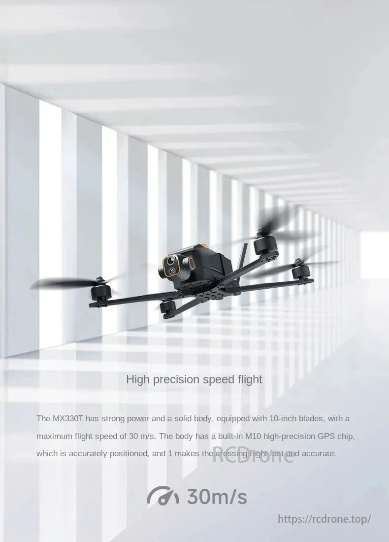 Skydroid MX330 / MX330T AI FPV Drone, MX330T drone boasts strong power, a solid body, 10-inch blades, 30 m/s max speed, and M10 GPS for precise positioning.