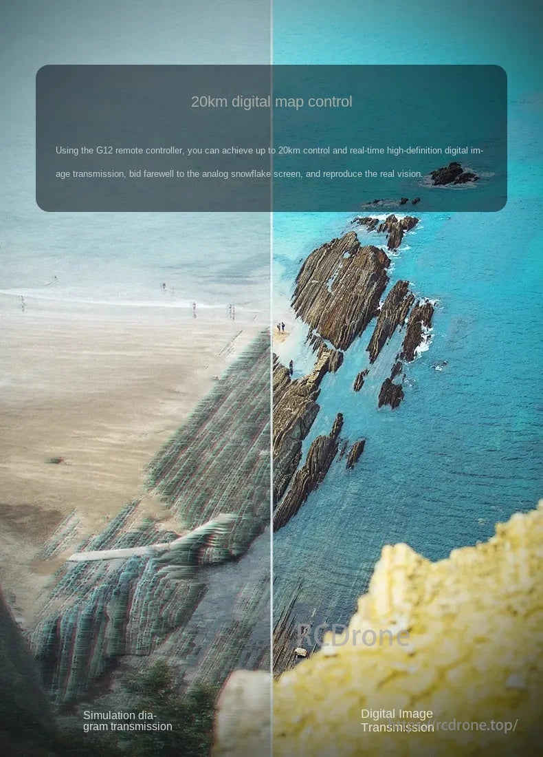 Skydroid MX330 / MX330T AI FPV Drone, G12 remote controller provides 20km digital map control, real-time HD transmission, replacing analog screens with clear digital images.