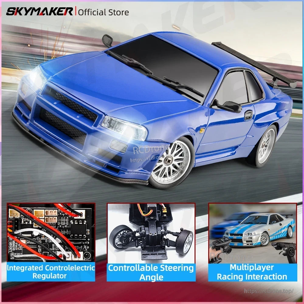 Skymaker LD1899 1/18 RC Drifting Car, Skymaker RC Drift Car with Integrated Control, Steering Angle, Multiplayer Racing