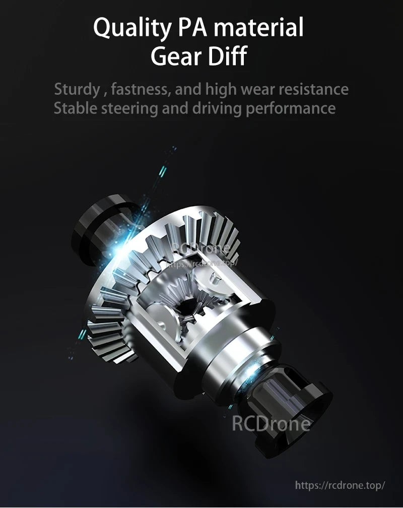 Skymaker SG1605 1:16 Drift RC, PA material gear ensures durable, wear-resistant performance with stable steering for reliable operation. (15 words)