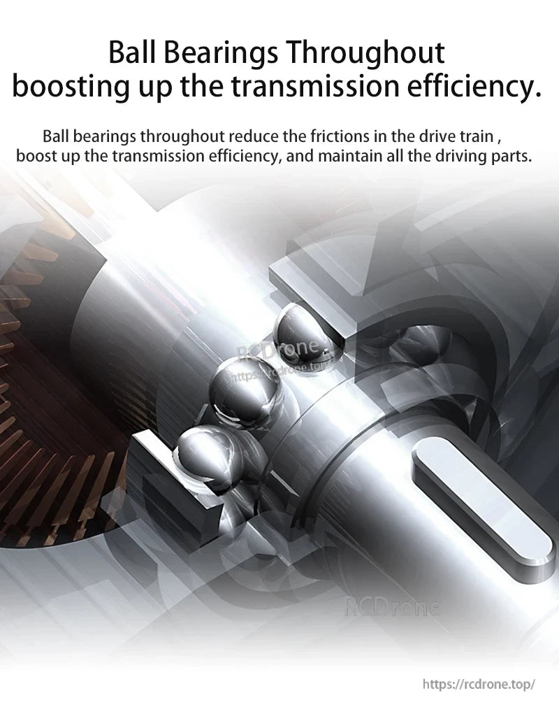 Skymaker SG1605 1:16 Drift RC, Ball bearings enhance transmission efficiency and reduce friction.