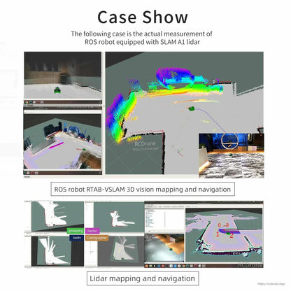 ROS RTAB-VSLAM mapping and navigation case show using SLAM A1 lidar with point cloud screenshots
