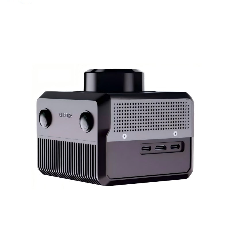 Aurora sensor three-quarter view showing vented side panel and three recessed I/O ports