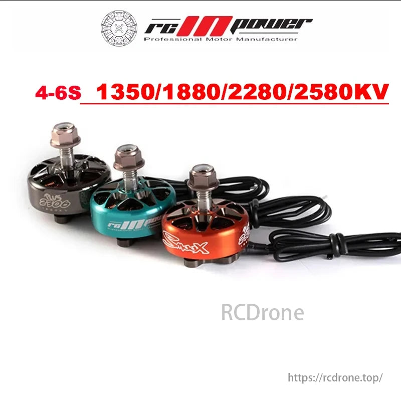 SmooX 2306 Plus Brushless Motor by RCN Power, supports 4-6S, multiple KV options, compact high-performance design.