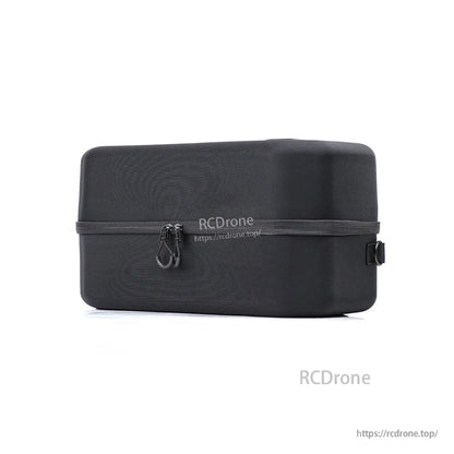 Side view of black hard-shell drone case with zipper closure and metal zipper pulls