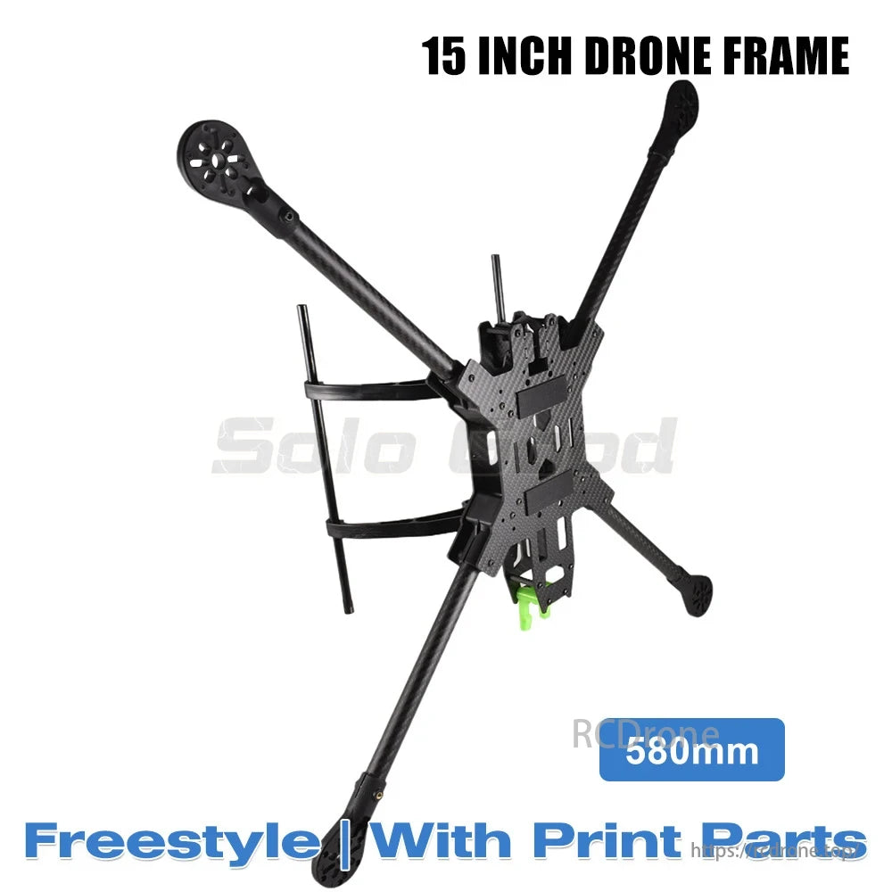 SoloGood Carbon Fiber FPV Drone, A 15-inch, 580mm freestyle drone frame made from durable and high-performance carbon fiber.