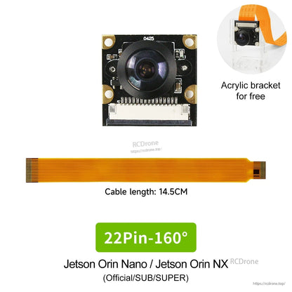 22-pin 160° wide-angle camera kit, 14.5 cm flex cable and acrylic bracket, compatibility note shows Official/SUB/SUPER