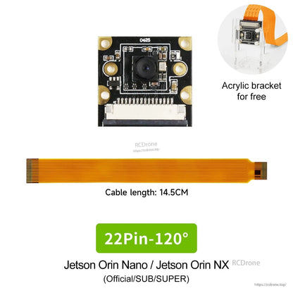 22-pin 120° camera kit, 14.5 cm flex cable and acrylic bracket, compatibility note shows Official/SUB/SUPER