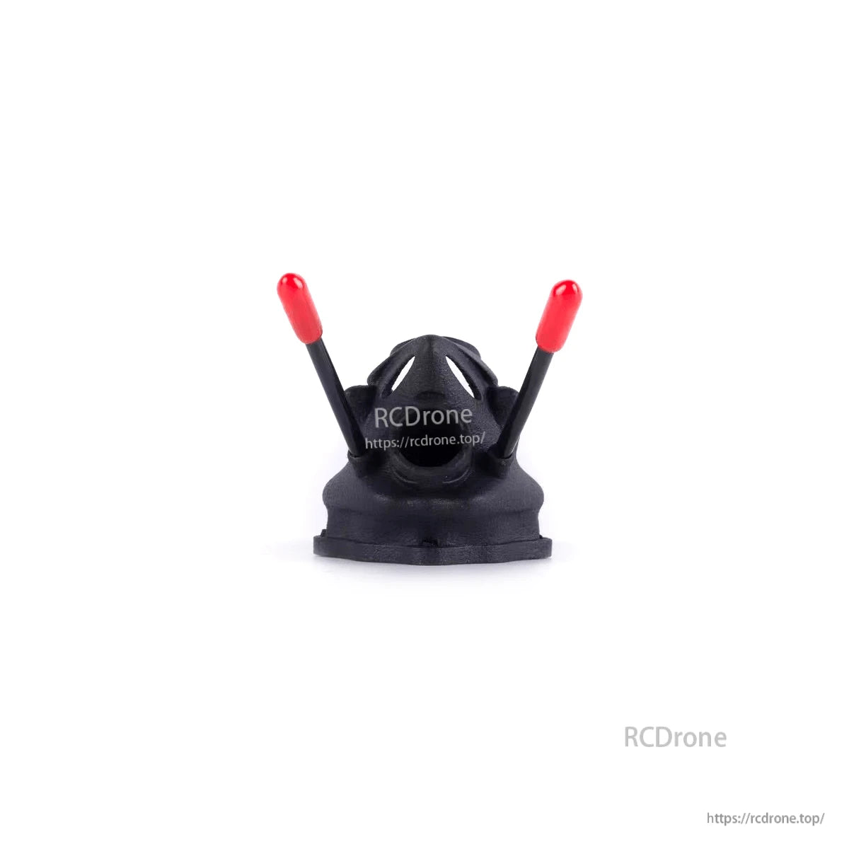 Antenna support mount shown with two upright antennas installed, front view on white background