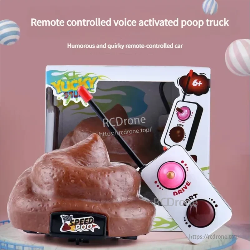 Speedy Funny RC Poop Car, A funny, voice-activated remote-controlled toy truck with fart sounds, perfect as a quirky gag gift for kids aged 6 and up.