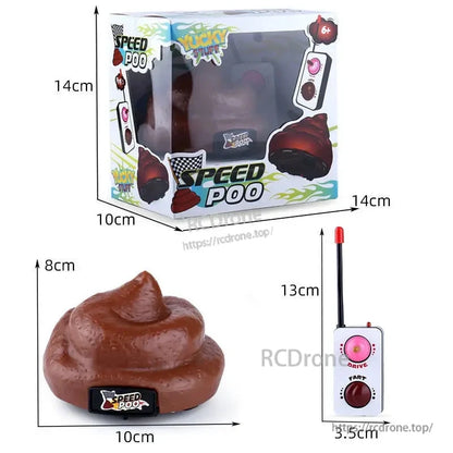 Speedy Funny RC Poop Car, Mini poop-shaped RC car with fart sounds, remote-controlled prank toy for kids 6+, perfect fun gag gift in small box.