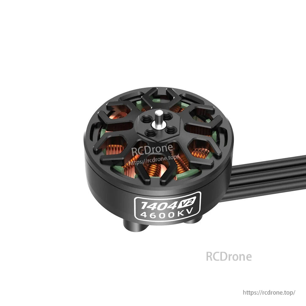 SpeedyBee 1404-V2 4600KV Brushless Motor, SpeedyBee 1404 V2 4600KV brushless drone motor with black open rotor, copper windings, and three phase wires