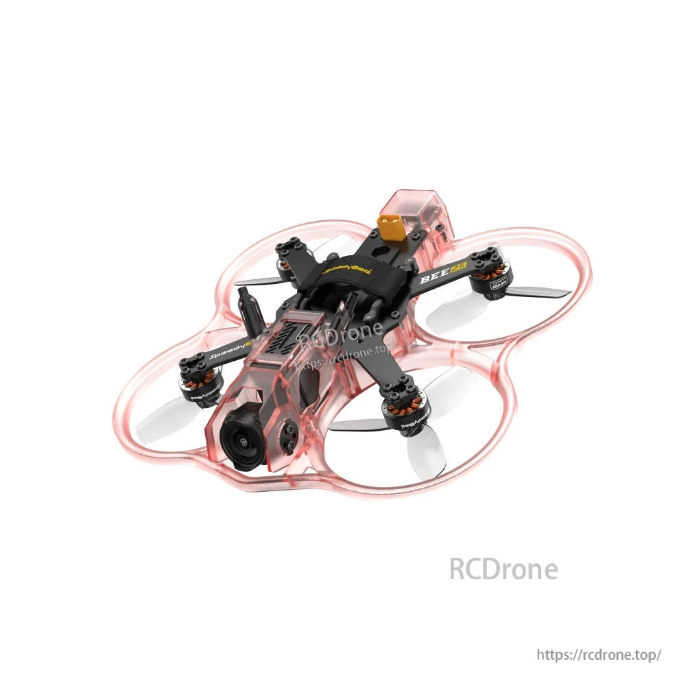 SpeedyBee BEE25 Multi-Color Injection Molded Parts, SpeedyBee BEE25 ducted FPV cinewhoop quadcopter with translucent pink injection-molded prop guards and front camera