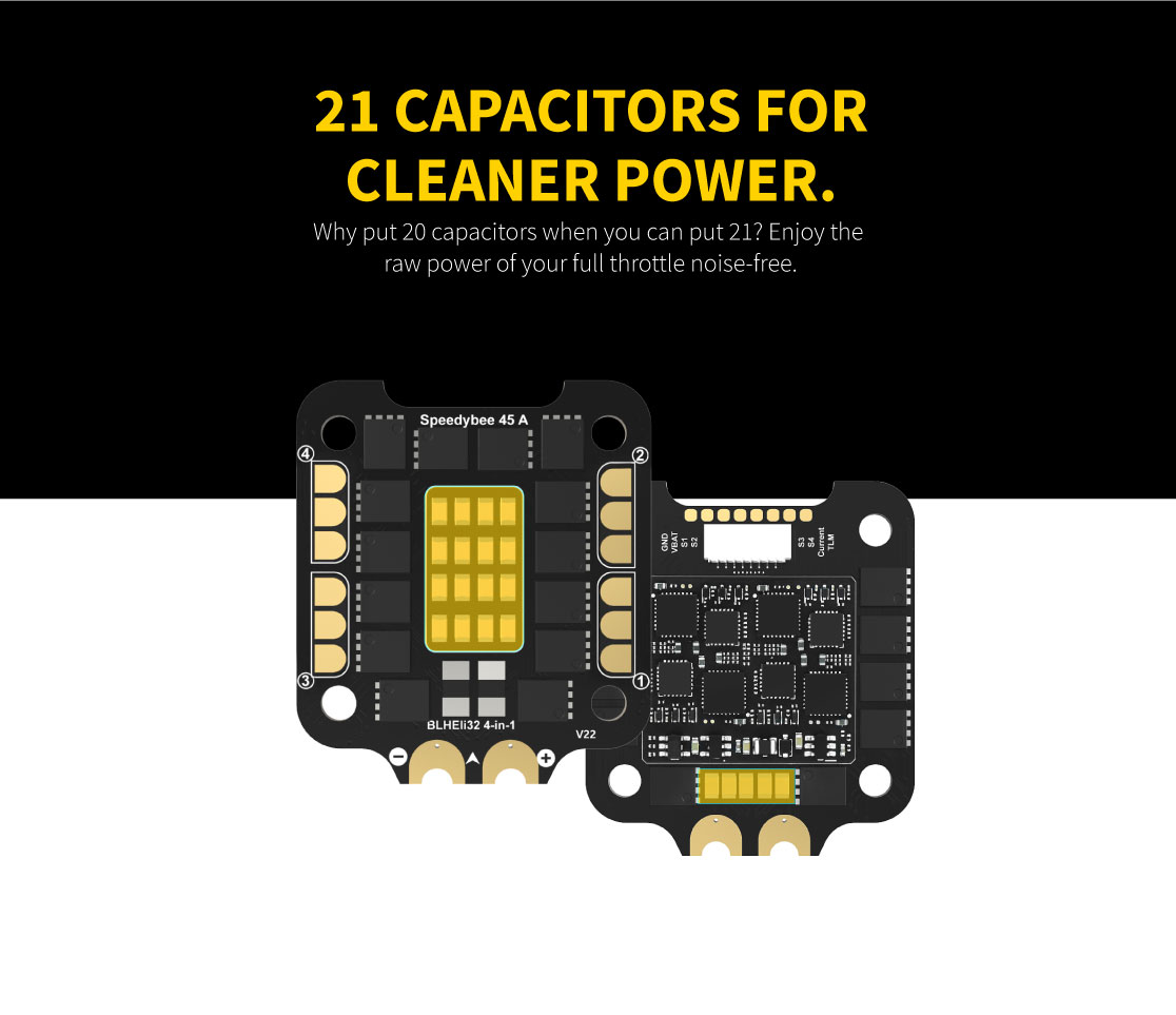 SpeedyBee Stack SpeedyBee BLHeli32 45A 128KHz 4-in-1 ESC, SpeedyBee Stack