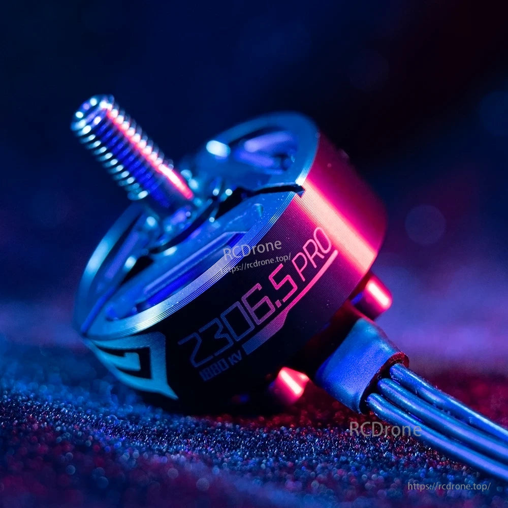 Close-up of 2306.5 PRO 1880KV FPV drone brushless motor with mounting screws and three motor wires