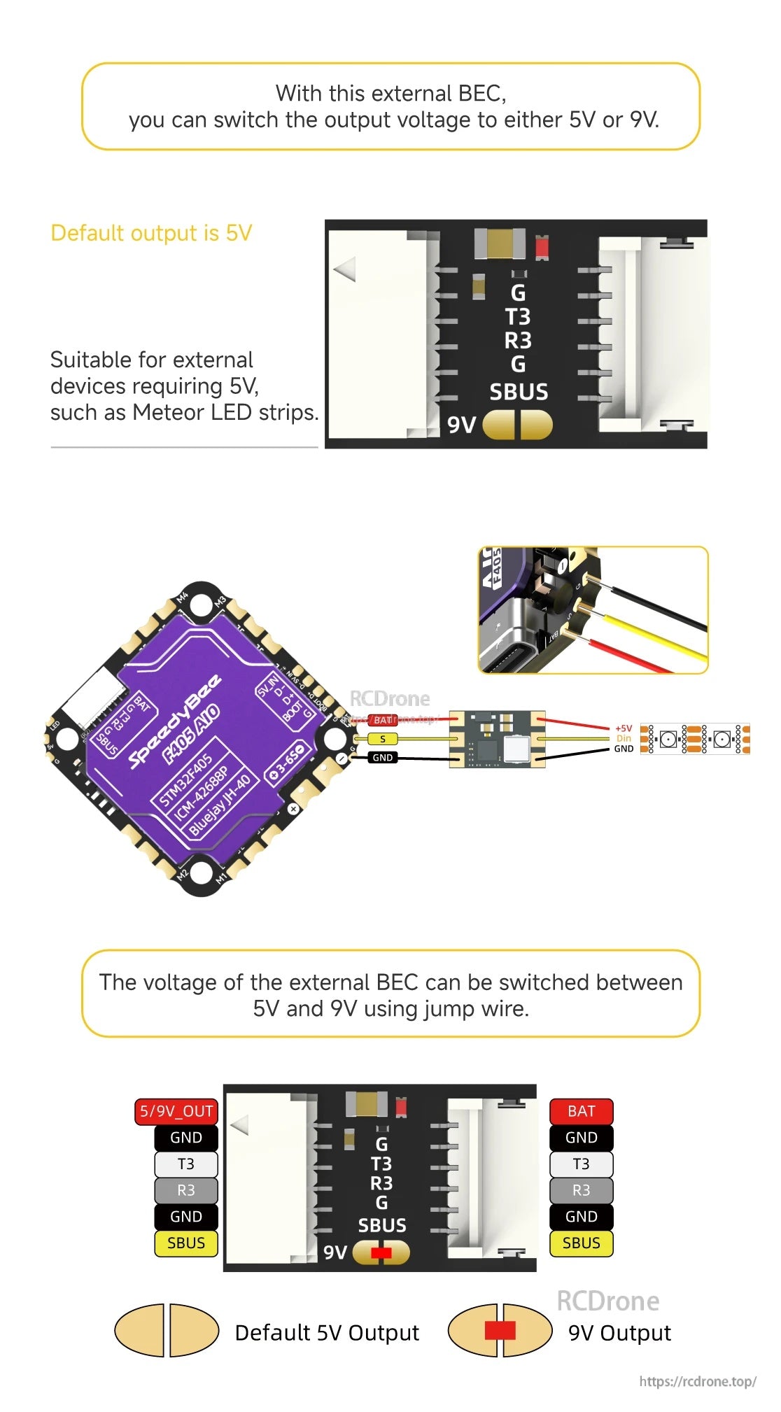 SpeedyBee F405 AIO 9V/5V 2A External BEC