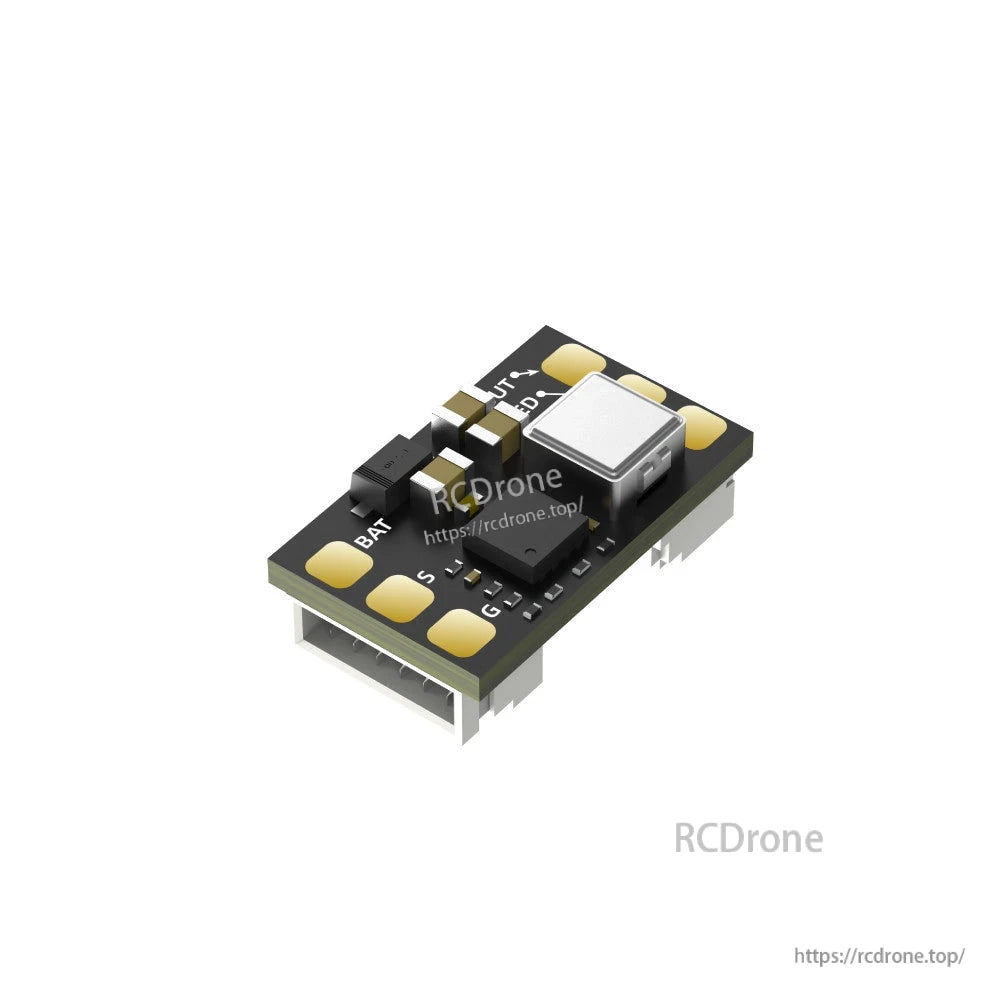 SpeedyBee F405 AIO External BEC, External BEC power module with BAT, S and G solder pads, LED indicator, and small plug connector