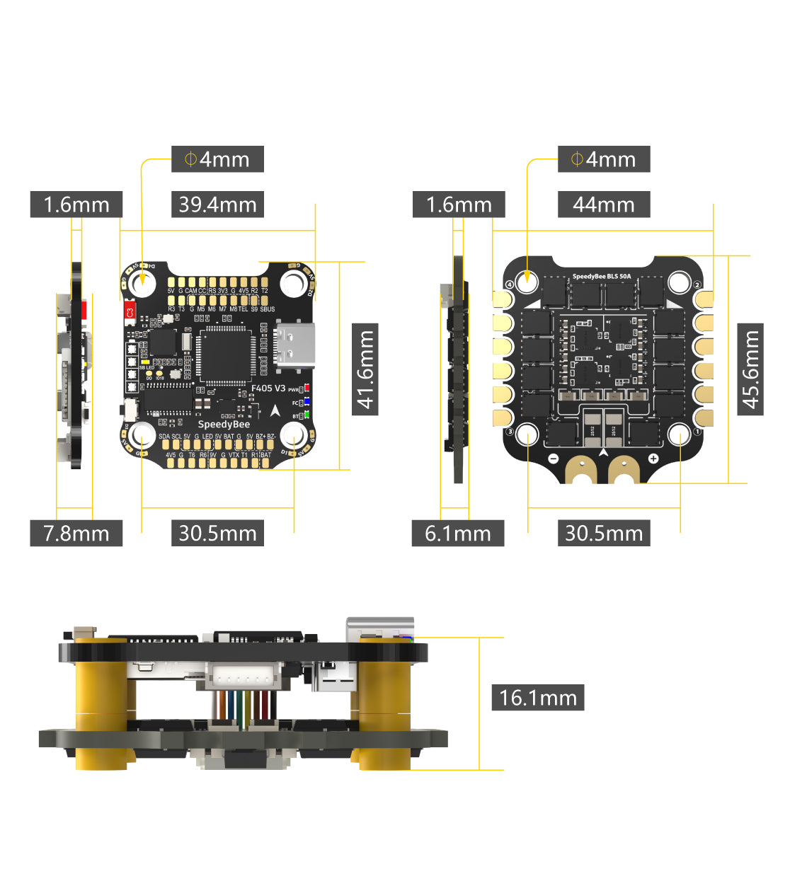 SpeedyBee F405 BLS 50A 30x30 4-in-1 ESC, SpeedyBee F405 V3 STACK