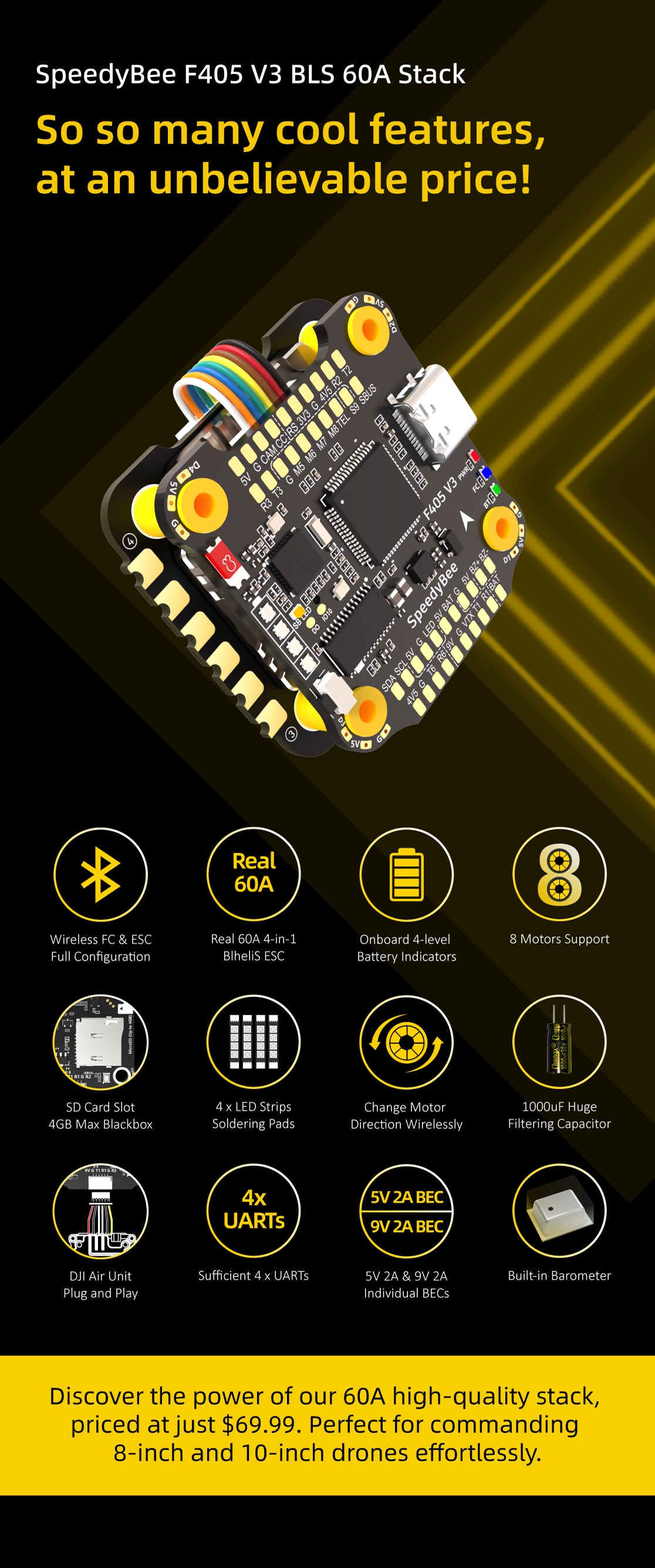 SpeedyBee F405 V3 ESC Stack, SpeedyBee F405 BLS 60A