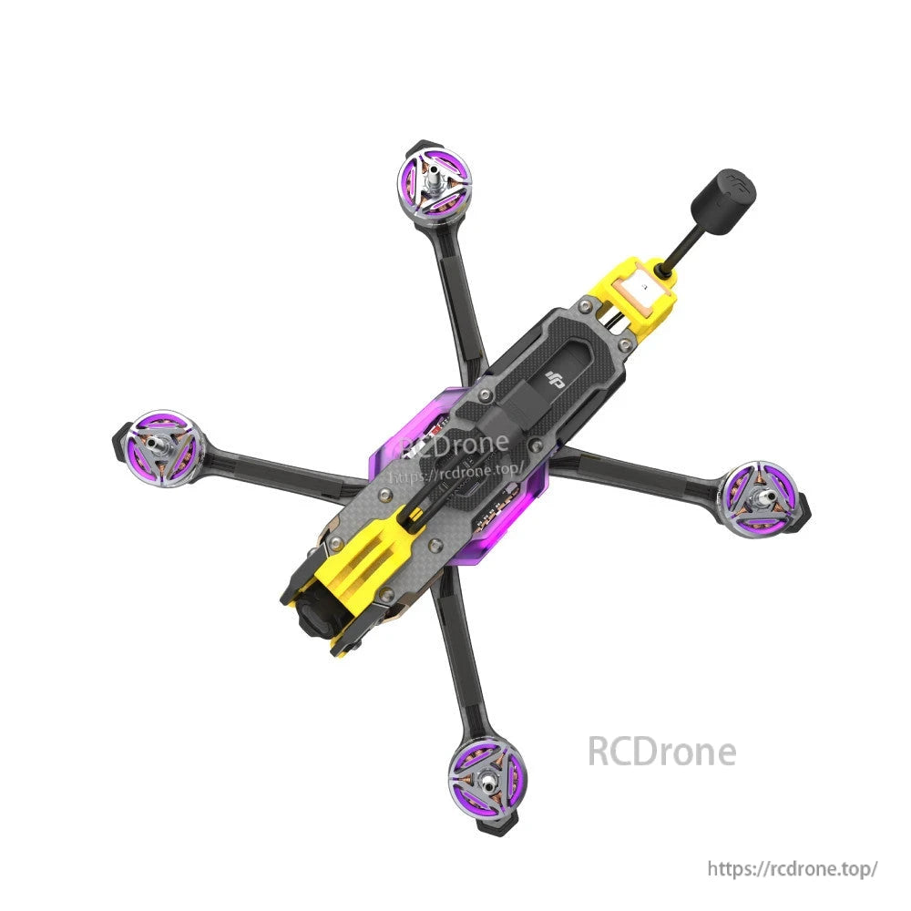 SpeedyBee Mario 5 DC/XH drone upgrade kit installed on a quadcopter frame with four motors and top-mounted antenna