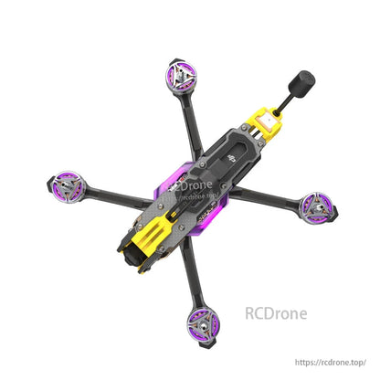 SpeedyBee Mario 5 DC/XH drone upgrade kit installed on a quadcopter frame with four motors and top-mounted antenna