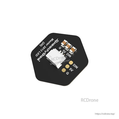 SpeedyBee Master 2812 programmable LED board with connector and labeled G, 5V and DIN solder pads