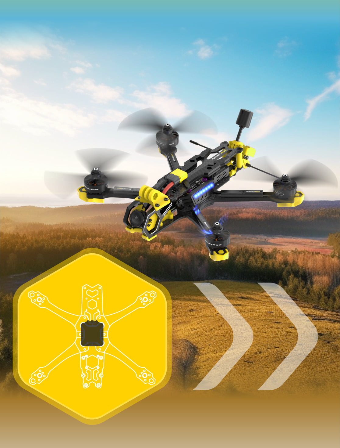 Master 5 V2 SpeedyBee Master 5 V2, VTX heat sink customization to mitigate overheating issues.