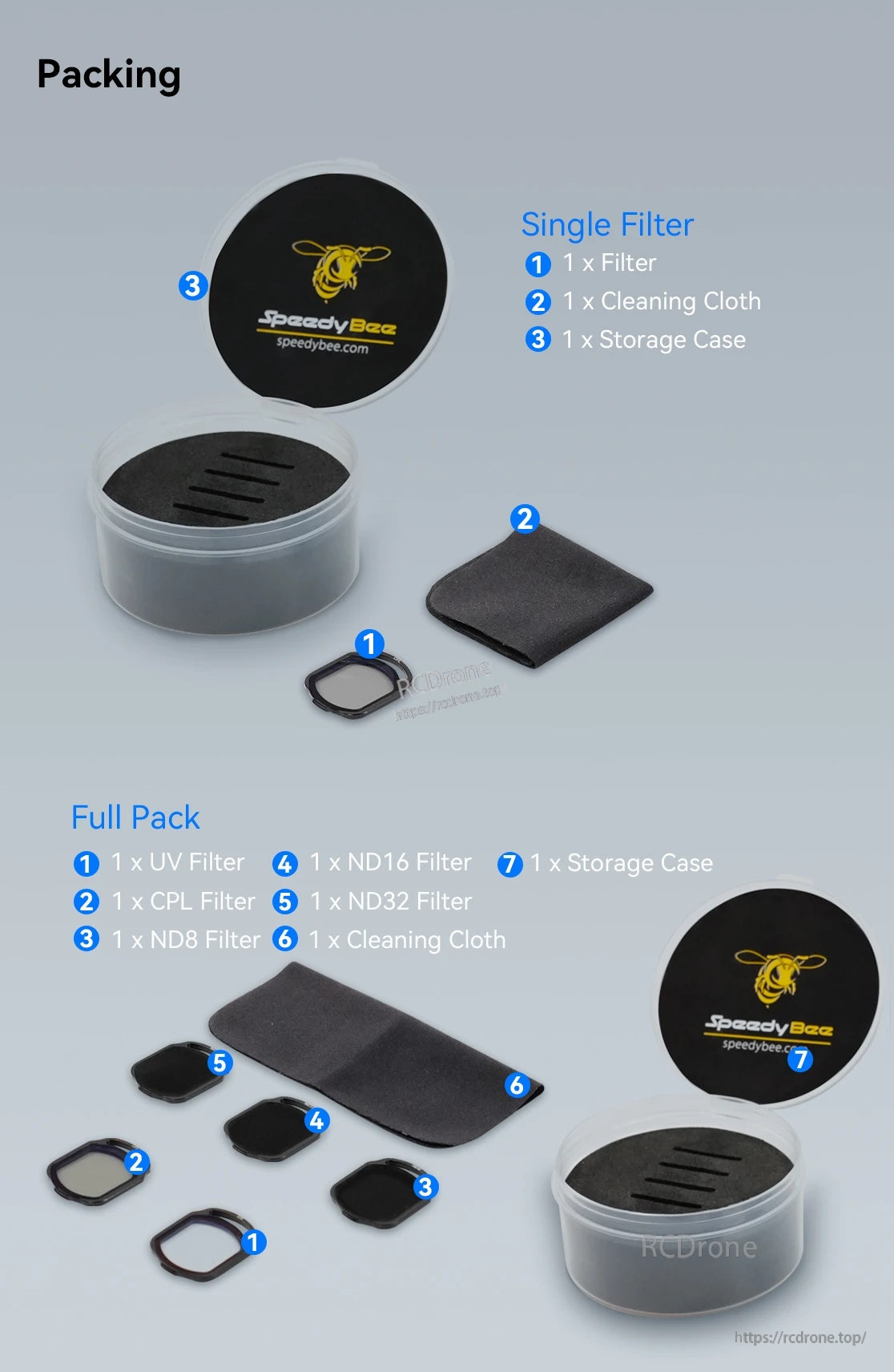 SpeedyBee ND/UV/CPL Filter Set Compatible with O4 Air Unit Pro for BEE25/Master3X FPV Drones