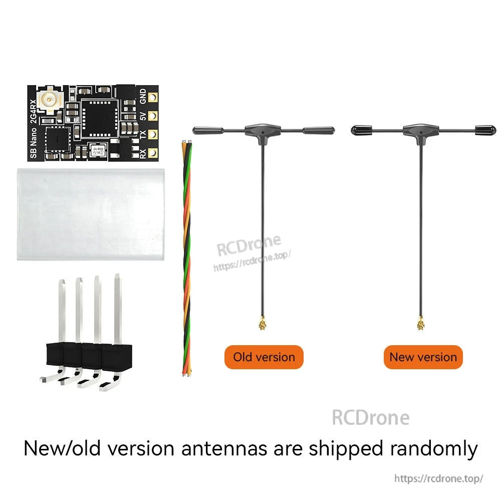SpeedyBee Nano ExpressLRS (ELRS) Receiver, SpeedyBee Nano ExpressLRS receiver board with u.FL antenna connector, GND/5V/TX/RX pads, and antennas