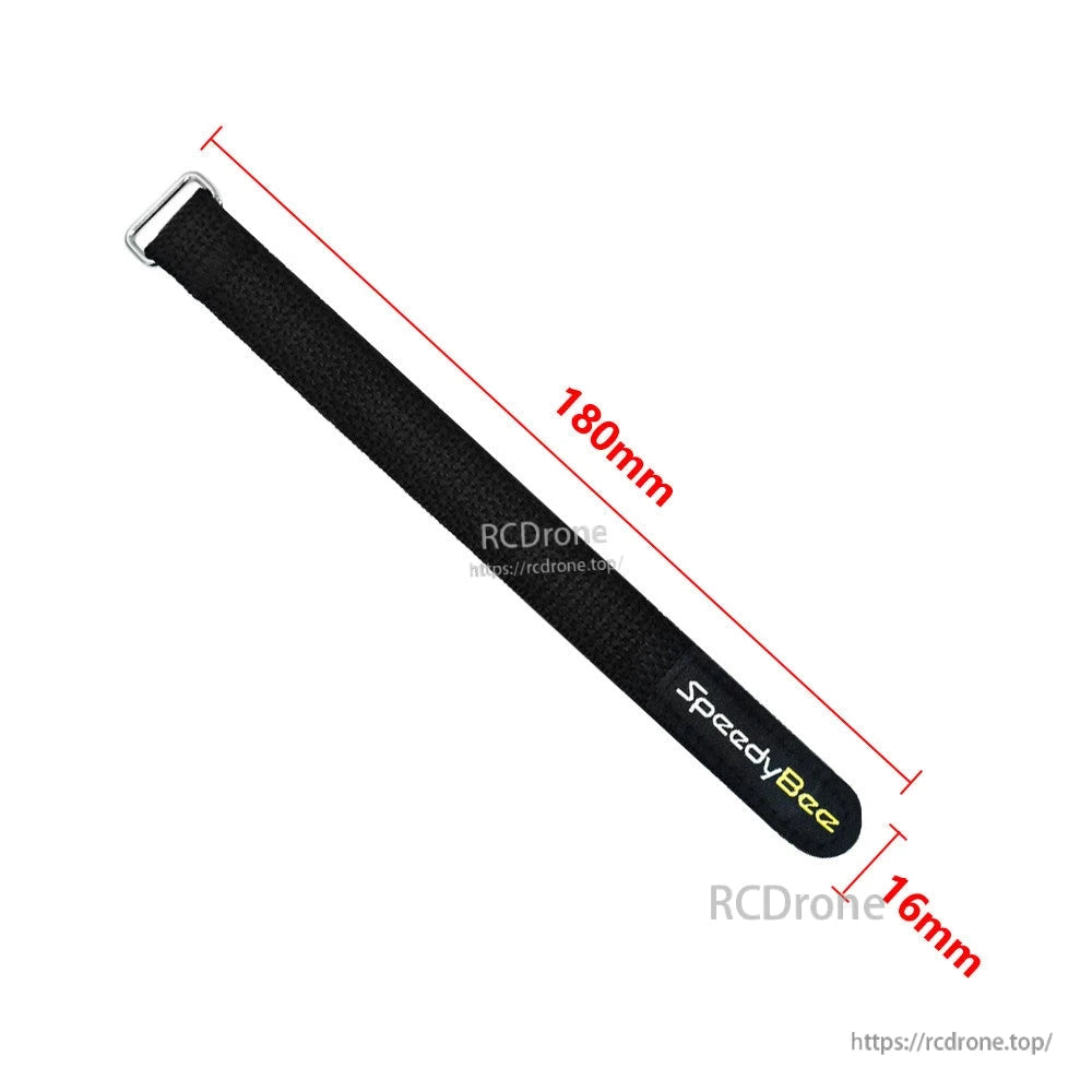 SpeedyBee tie down strap with metal buckle, black webbing with logo, 180mm long and 16mm wide