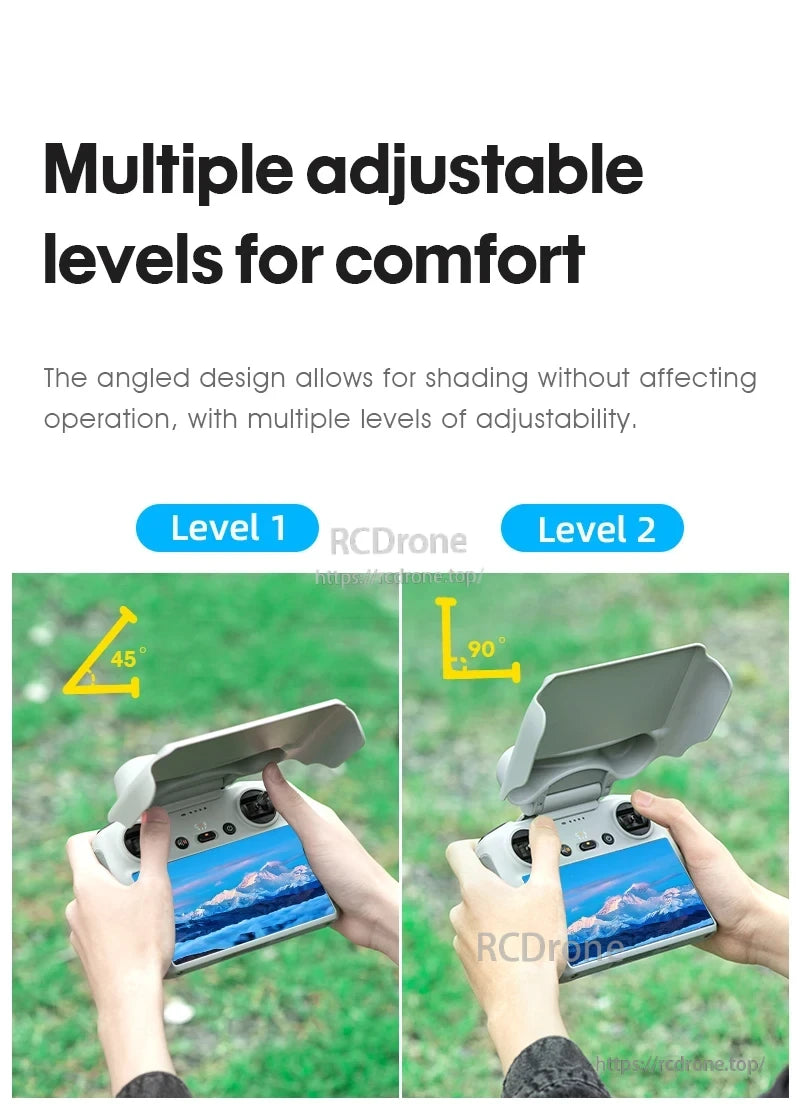 StartRC 2-in-1 Sun Hood Joystick Cover, Sun hood adjusts to 45° and 90° for comfort.