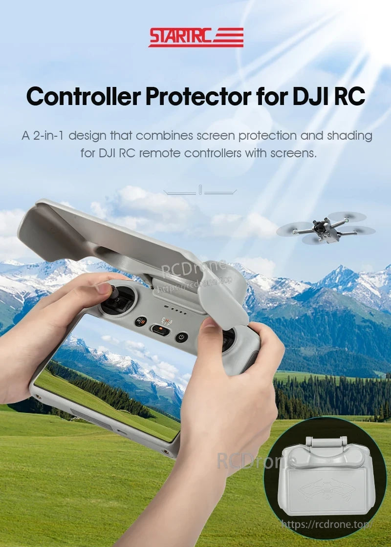 StartRC 2-in-1 Sun Hood Joystick Cover, StartRC Controller Protector for DJI RC, 2-in-1 screen shield and shade