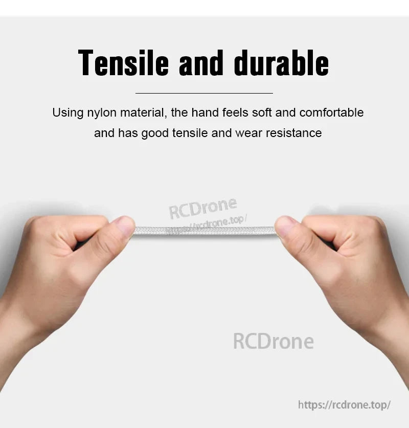 StartRC Data Cable, Tensile and durable nylon cable, soft to touch, excellent strength and wear resistance.