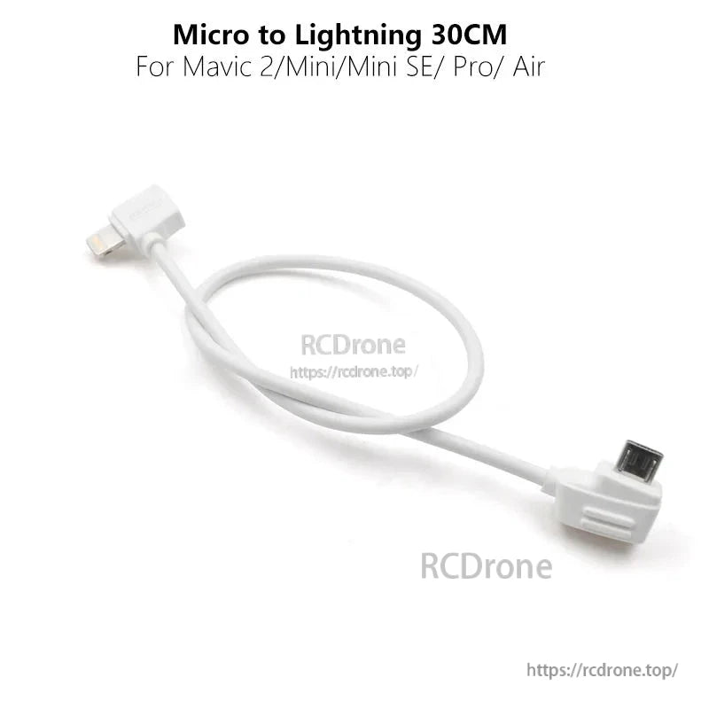 StartRC Data Cable, Micro to Lightning 30cm cable for charging Mavic 2, Mini, Mini SE, Pro, and Air drones.