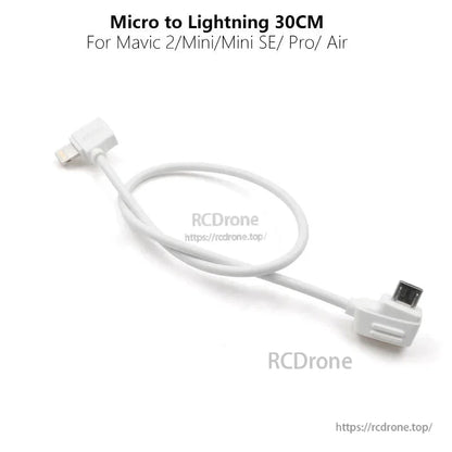 StartRC Data Cable, Micro to Lightning 30cm cable for charging Mavic 2, Mini, Mini SE, Pro, and Air drones.