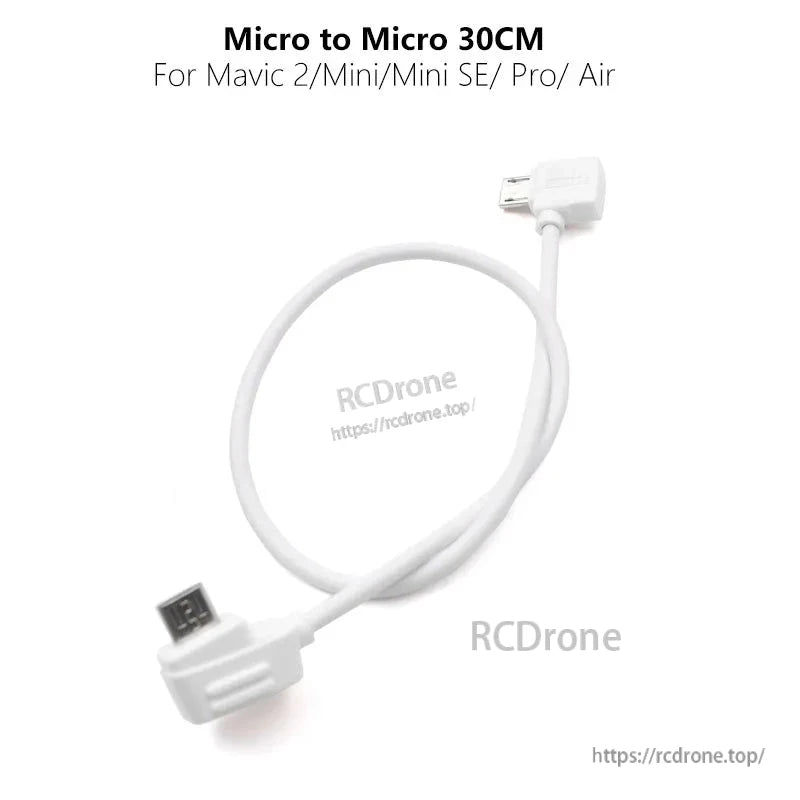 StartRC Data Cable, Micro to Micro 30cm cable compatible with Mavic 2, Mini, Mini SE, Pro, and Air drones for charging and data transfer.