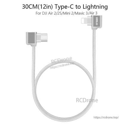 StartRC Data Cable, 30cm Type-C to Lightning cable by StartRC, braided and durable, compatible with DJI Air 2/2S, Mini 2, Mavic 3, and Air 3.