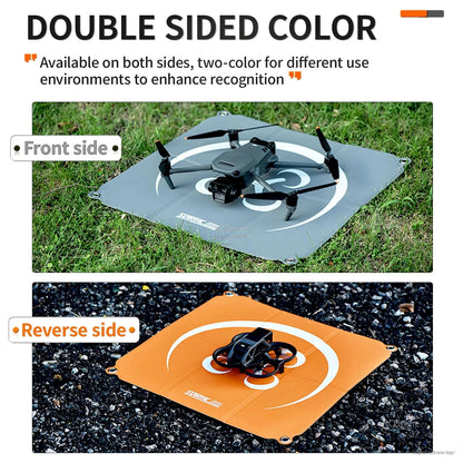 StartRC Drone Landing Pad, Double-sided landing pad, gray and orange, for enhanced drone recognition in various environments.