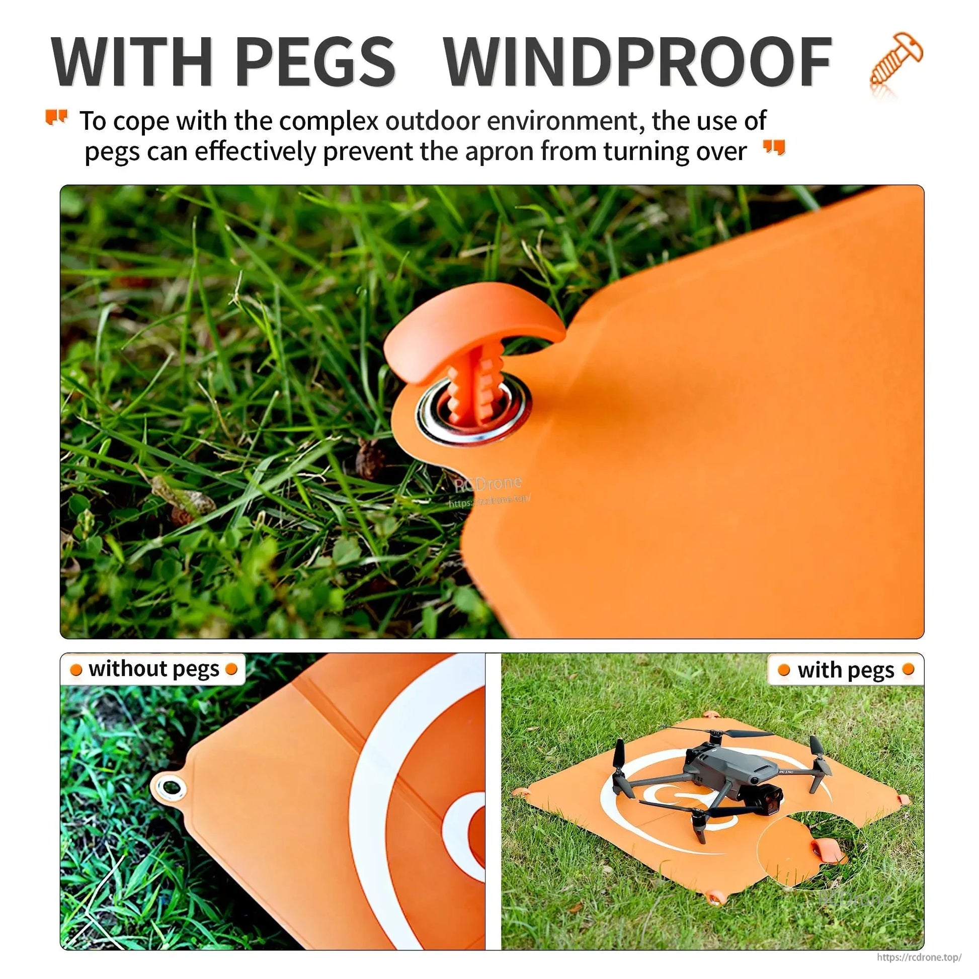 StartRC Drone Landing Pad 21.7 in Foldable Helipad, Double‑Sided, Pegs Included, for DJI Air/Mavic/Mini/Avata Series