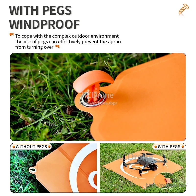 StartRC Drone Landing Pad, Windproof drone landing pad with pegs prevents flipping in outdoor use.