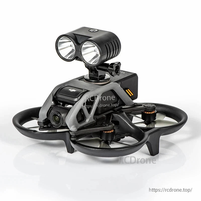 StartRC Drone Searchlight, StartRC drone searchlight for DJI Avata. USB rechargeable light with 4 modes. 135lm brightness and 520mAh power. Compatible with GoPro and 1/4in mounts. Compact design for aerial photography and video.