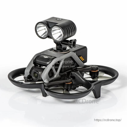 StartRC Drone Searchlight, StartRC drone searchlight for DJI Avata. USB rechargeable light with 4 modes. 135lm brightness and 520mAh power. Compatible with GoPro and 1/4in mounts. Compact design for aerial photography and video.