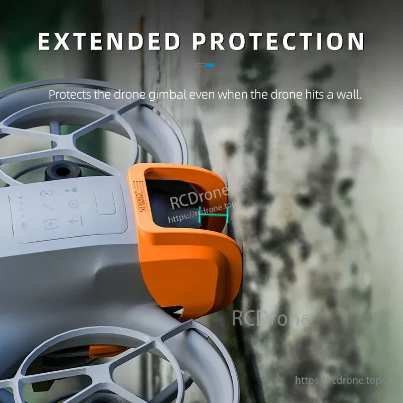 The StartRC Neo Gimbal Guard provides extended protection, safeguarding the drone's camera during wall impacts and ensuring flight safety and durability.