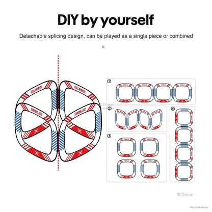 Foldable, detachable race gate set (5 pcs), 850mm, memory steel wire, fits DJI Avata 2, with multiple configurations for versatile drone racing use.