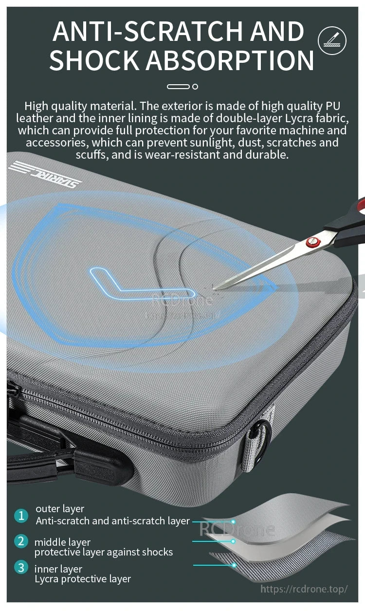 StartRC Portable Storage Bag, The bag features PU leather and Lycra fabric for protecting machines and accessories from sunlight damage, dust, and scratches.