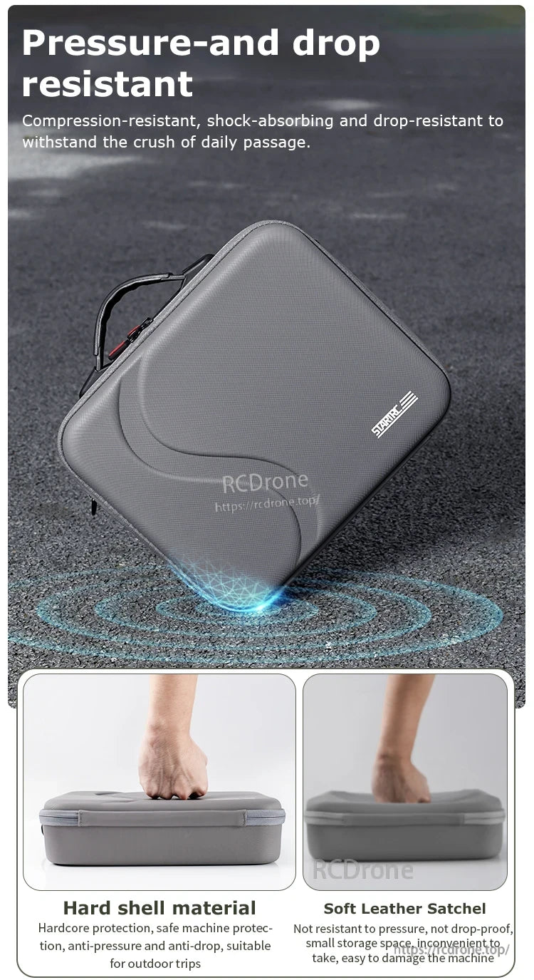 StartRC Shoulder Bag, The product has a hard shell with shock-absorbing properties and a soft leather satchel providing protection against pressure and drops.