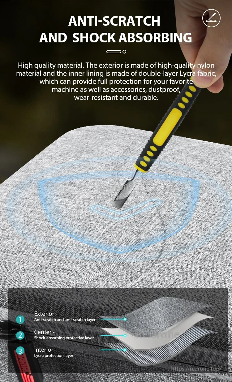 StartRC Shoulder Bag, High-quality nylon exterior and double-layer Lycra interior provide full protection against scratches and shocks.