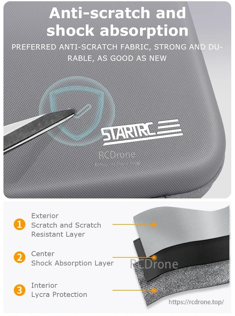 StartRC Shoulder Bag, Durable anti-scratch bag with shock absorption layer and Lycra interior; protects against impacts and scratches.